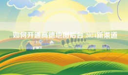 如何开通高德地图后台 2024新渠道