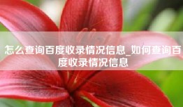 怎么查询百度收录情况信息_如何查询百度收录情况信息