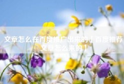 文章怎么在百度推广出来的【百度推荐文章怎么来的】