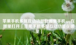 苹果手机多屏互动功能在哪里手机app在哪里打开「苹果手机多屏互动功能在哪里」