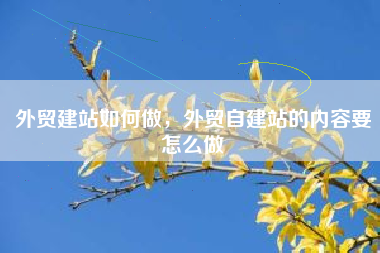 外贸建站如何做，外贸自建站的内容要怎么做