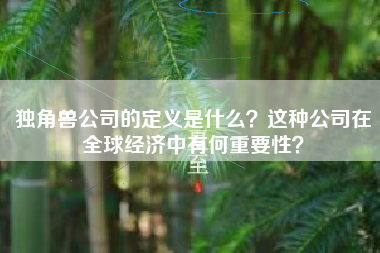 独角兽公司的定义是什么？这种公司在全球经济中有何重要性？