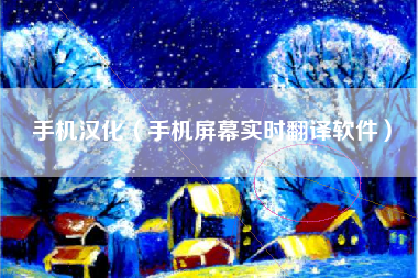 手机汉化（手机屏幕实时翻译软件）