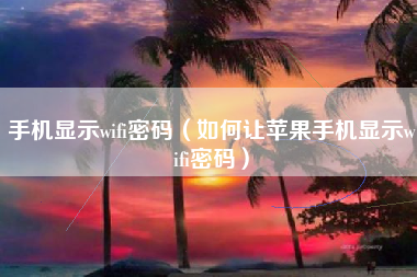 手机显示wifi密码（如何让苹果手机显示wifi密码）